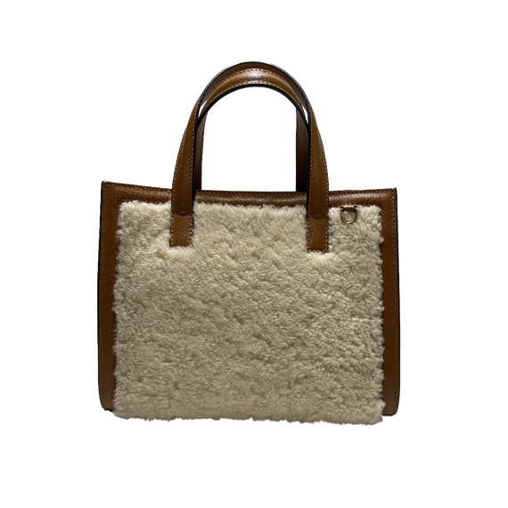 Mini Sophie white shearling, camel leather