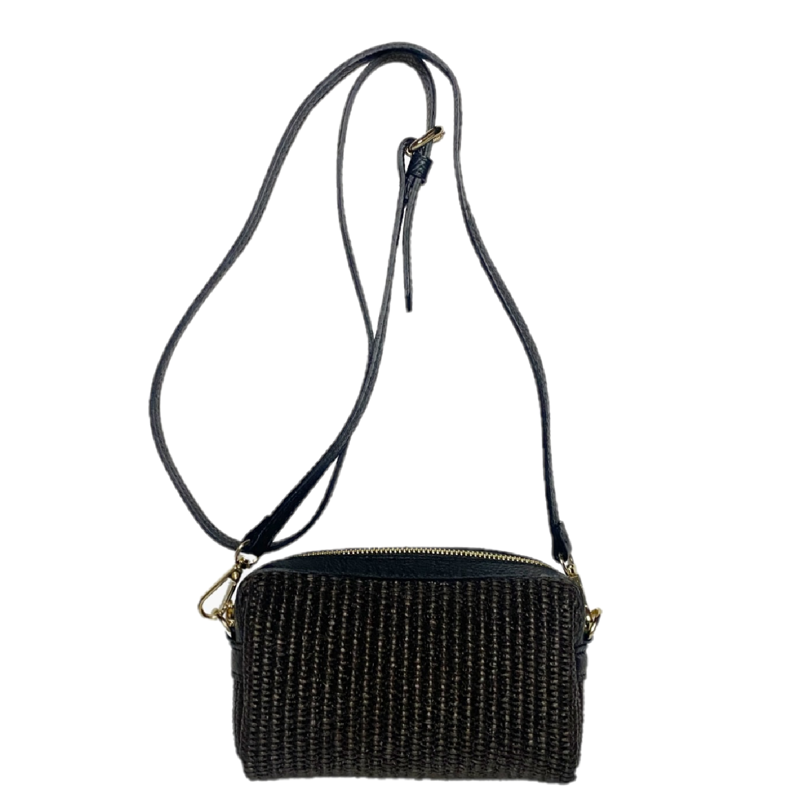 Virginie brown raffia, black leather