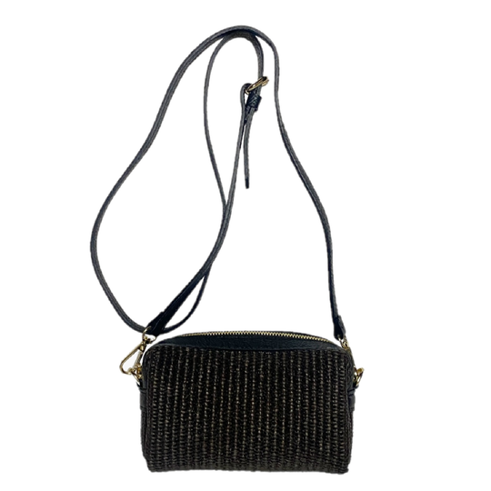 Virginie brown raffia, black leather